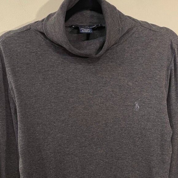 EUC Ralph Lauren Pima Cotton Lyocell Blend Turtleneck Charcoal Large - Picture 3 of 5